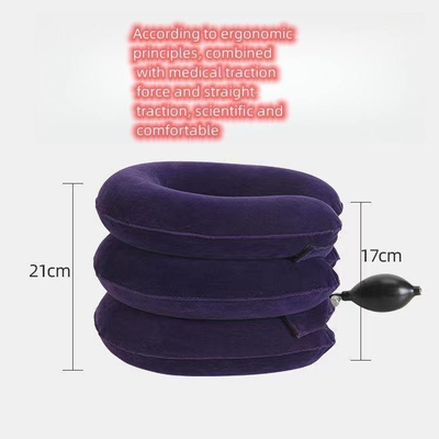 Dispositivo de tração do pescoço de 3 camadas de veludo ajustável para proteção da coluna cervical