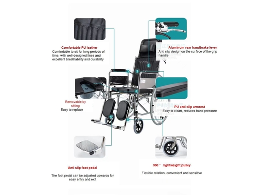 Cadeira de rodas dobrável leve e portátil Cadeira de rodas manual para terapia de reabilitação