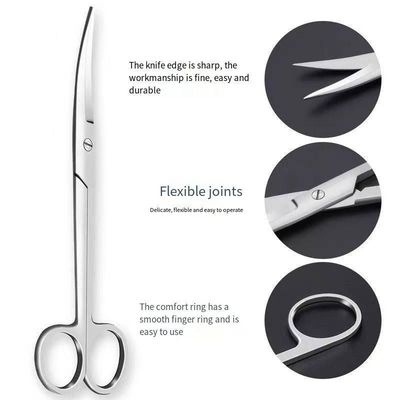 Tesouras descartáveis de aço inoxidável de 18 cm para propriedades Instrumentos médicos cirúrgicos
