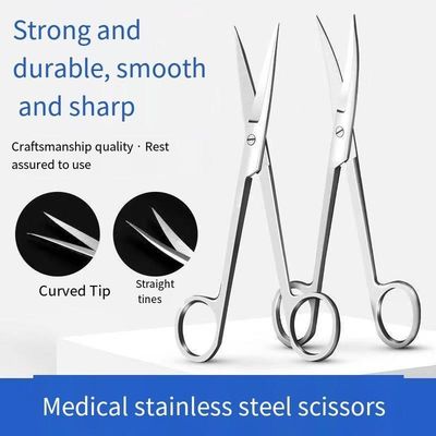 Tesouras descartáveis de aço inoxidável de 18 cm para propriedades Instrumentos médicos cirúrgicos
