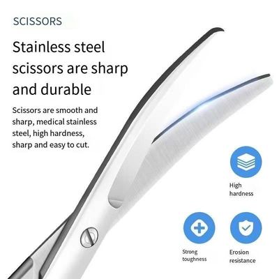 Tesouras descartáveis de aço inoxidável de 18 cm para propriedades Instrumentos médicos cirúrgicos