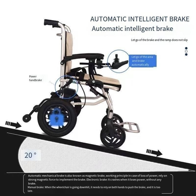 Brake eletromagnético inteligente acessível aço dobrável cadeira de rodas elétrica