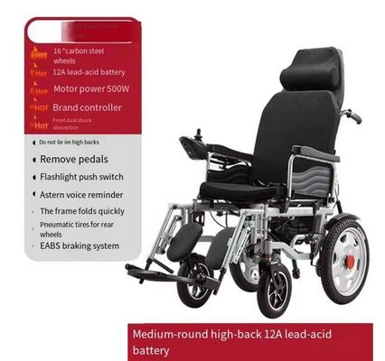 HK-6105 Carrinho de rodas retrátil Cadeira de evacuação de pacientes para idosos Cadeira de rodas de potência motora dobrável