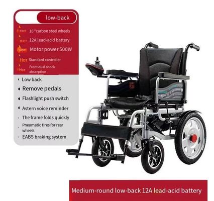 HK-6105 Carrinho de rodas retrátil Cadeira de evacuação de pacientes para idosos Cadeira de rodas de potência motora dobrável