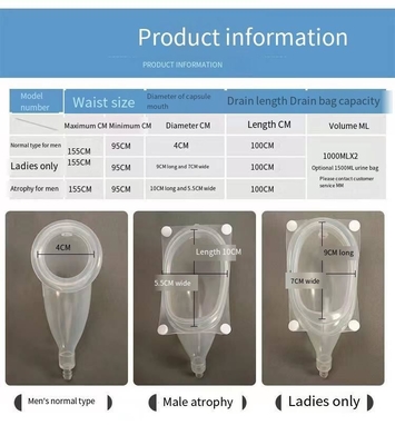 Cateteres urinários externos personalizados Saco de urina portátil de luxo 2000 ml para uso médico
