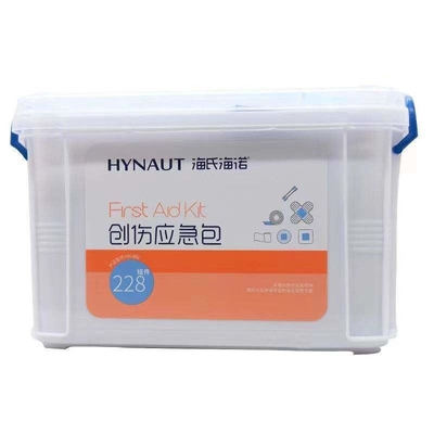 Kit de primeiros socorros de plástico branco para emergências ao ar livre com suprimentos e equipamentos essenciais