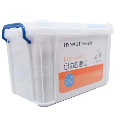 Kit de primeiros socorros de plástico branco para emergências ao ar livre com suprimentos e equipamentos essenciais