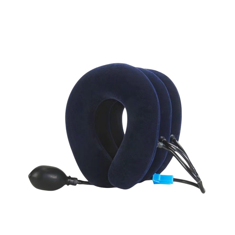 Dispositivo de tração do pescoço de 3 camadas de veludo ajustável para proteção da coluna cervical