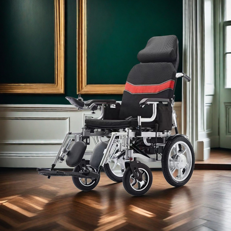 24 V cadeira de rodas dobrável com dobragem rápida e design de absorção de choques